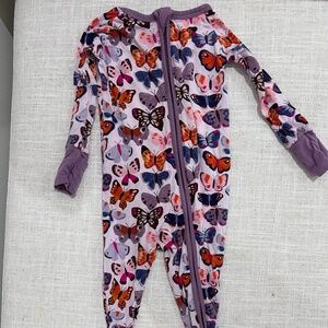 Little Sleepies Zippered Footie in Butterfly Kisses
